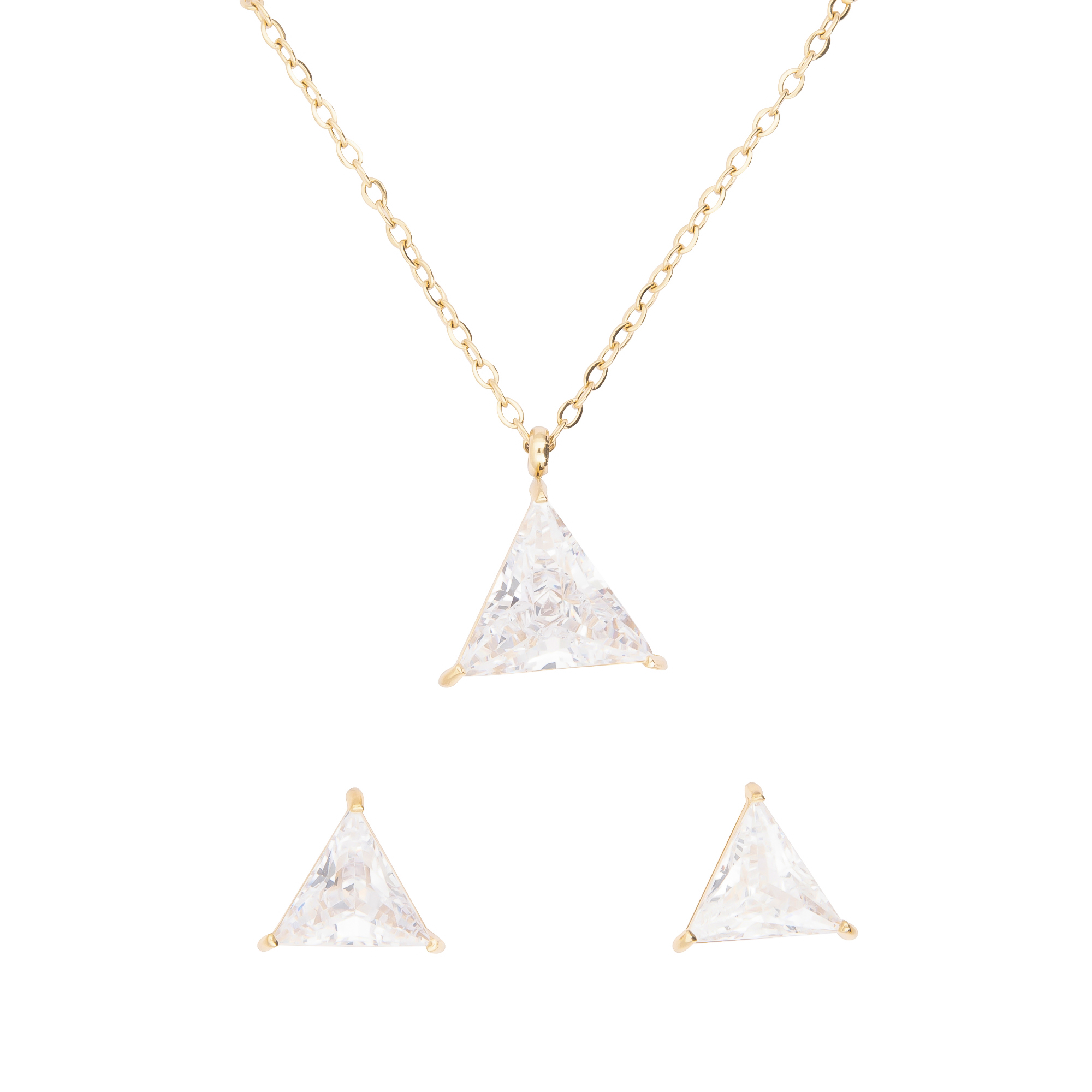 K.V. Fuchs Design Schmuck Damen Edelstahl Set mit Anhänger und Ohrstecker in gold und Zirkonia in weiß »ED-Set-4901« K.V. Fuchs Design Schmuck Damen Edelstahl Set mit Anhänger und Ohrstecker in gold und Zirkonia in weiß »ED-Set-4901«