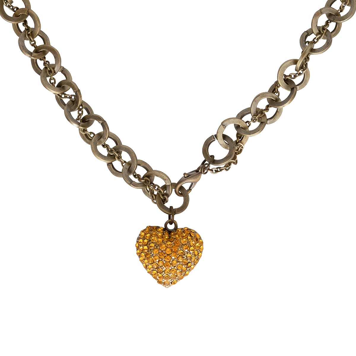 K.V. Fuchs Design Schmuck Damen Halskette in gold, kupfer mit Anhänger in Herzform und Zirkonia in gold »K-3003«