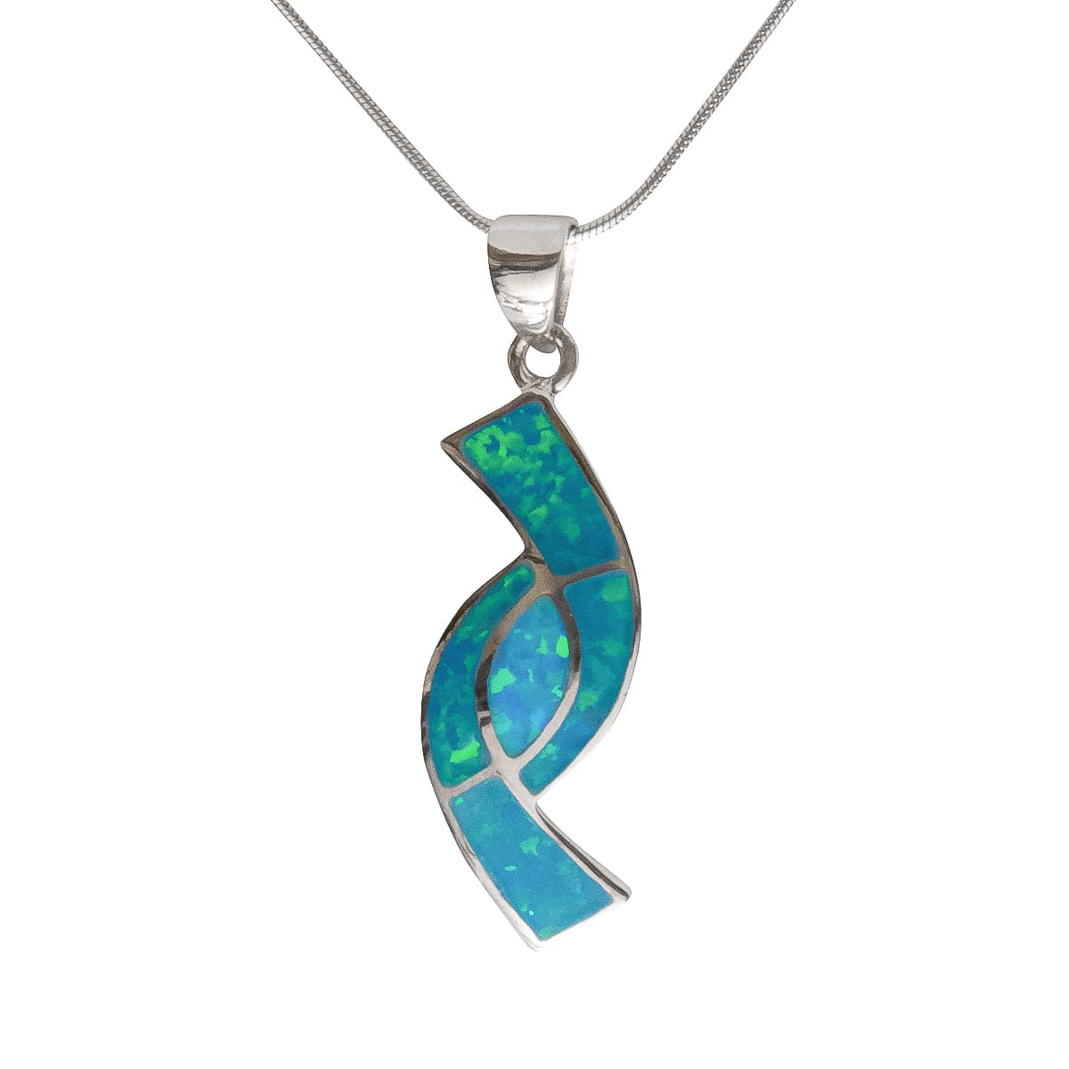 K.V. Fuchs Design Schmuck Damen Silberkette 925 Sterling Silver mit Recon-Opal Anhänger in blau »OP-7909«