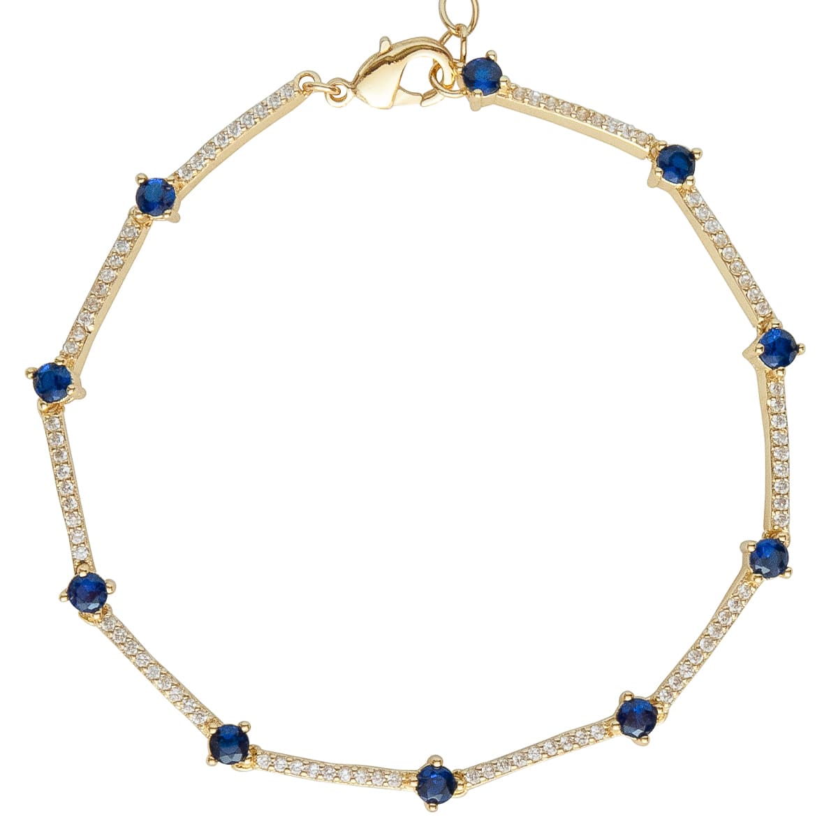 K.V. Fuchs Design Schmuck Damen Armband in gold mit Zirkonia in saphirblau, weiß »A-22-21«