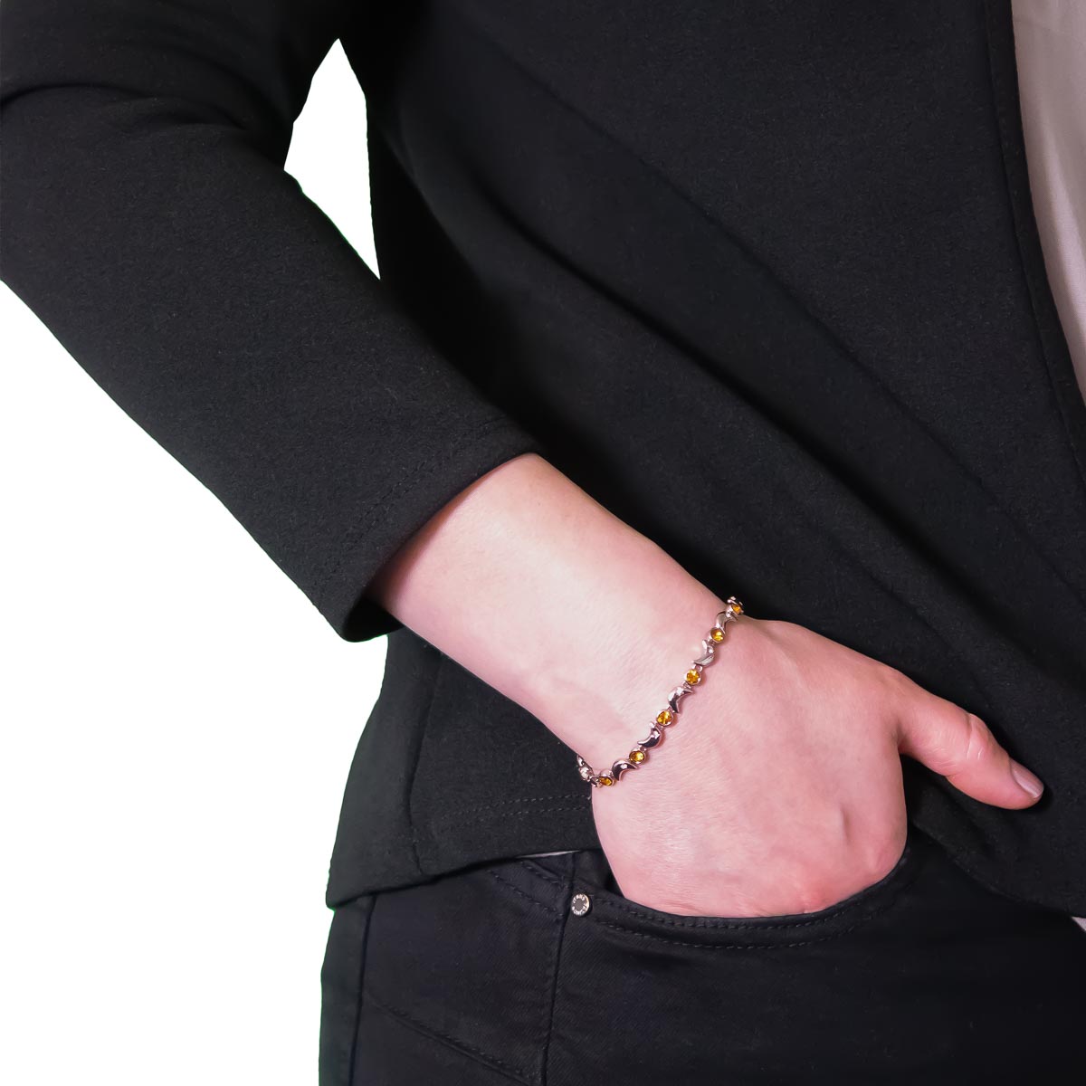 K.V. Fuchs Design Schmuck Damen Armband in silber mit Zirkonia in orange, weiß »A-22-01« K.V. Fuchs Design Schmuck Damen Armband in silber mit Zirkonia in orange, weiß »A-22-01«