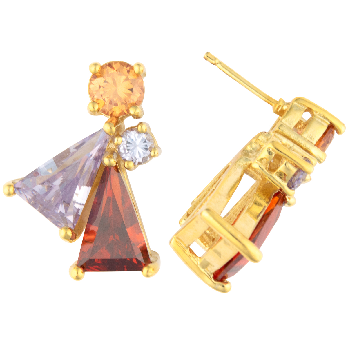 K.V. Fuchs Design Schmuck Damen Ohrstecker in gold mit Schmucksteinen in rot, topas, violett »O-1912«