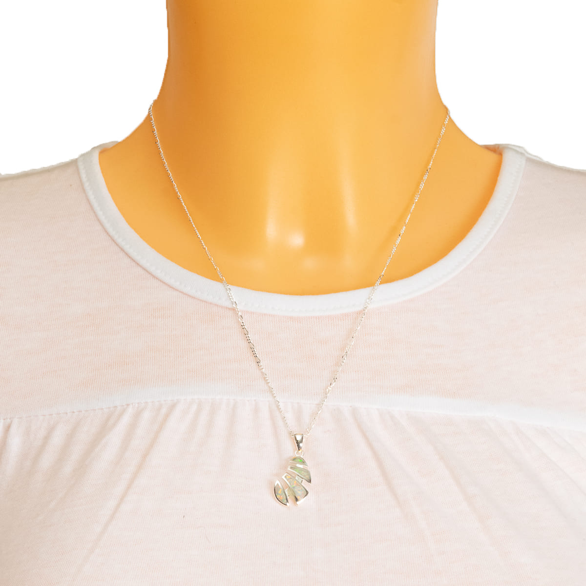 K.V. Fuchs Design Schmuck Damen Silberkette 925 Sterling Silver mit Recon-Opal Anhänger in weiß »OP-7912«