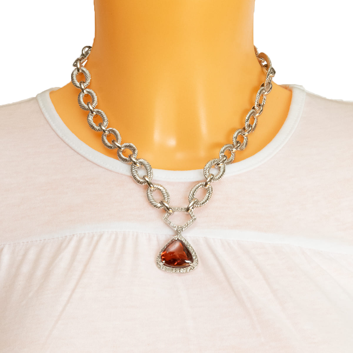 K.V. Fuchs Design Schmuck Damen Halskette in silber mit Schmuckstein in rot und Zirkonia in weiß »K-3010« K.V. Fuchs Design Schmuck Damen Halskette in silber mit Schmuckstein in rot und Zirkonia in weiß »K-3010«