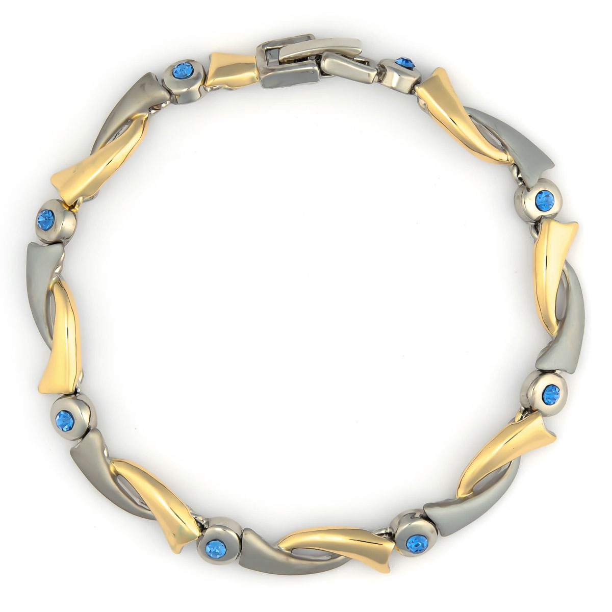 K.V. Fuchs Design Schmuck Damen Armband in bicolor-gold-silber mit Zirkonia in blau »A-22-33«