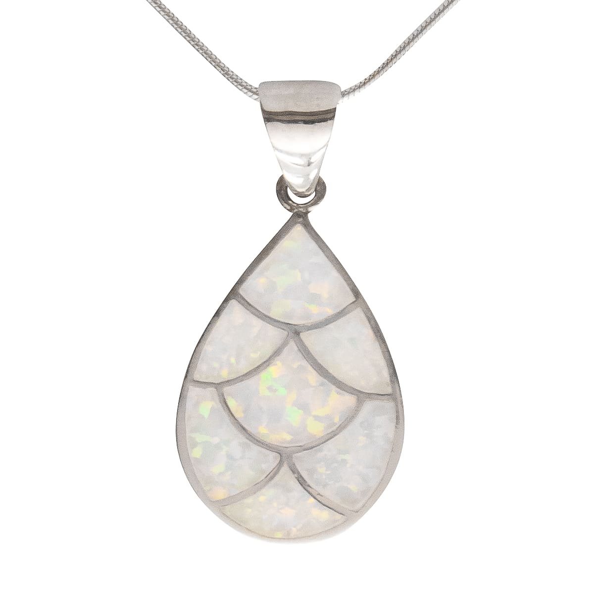 K.V. Fuchs Design Schmuck Damen Silberkette 925 Sterling Silver mit Recon-Opal Tropfen Anhänger in weiß »OP-7906« K.V. Fuchs Design Schmuck Damen Silberkette 925 Sterling Silver mit Recon-Opal Tropfen Anhänger in weiß »OP-7906«