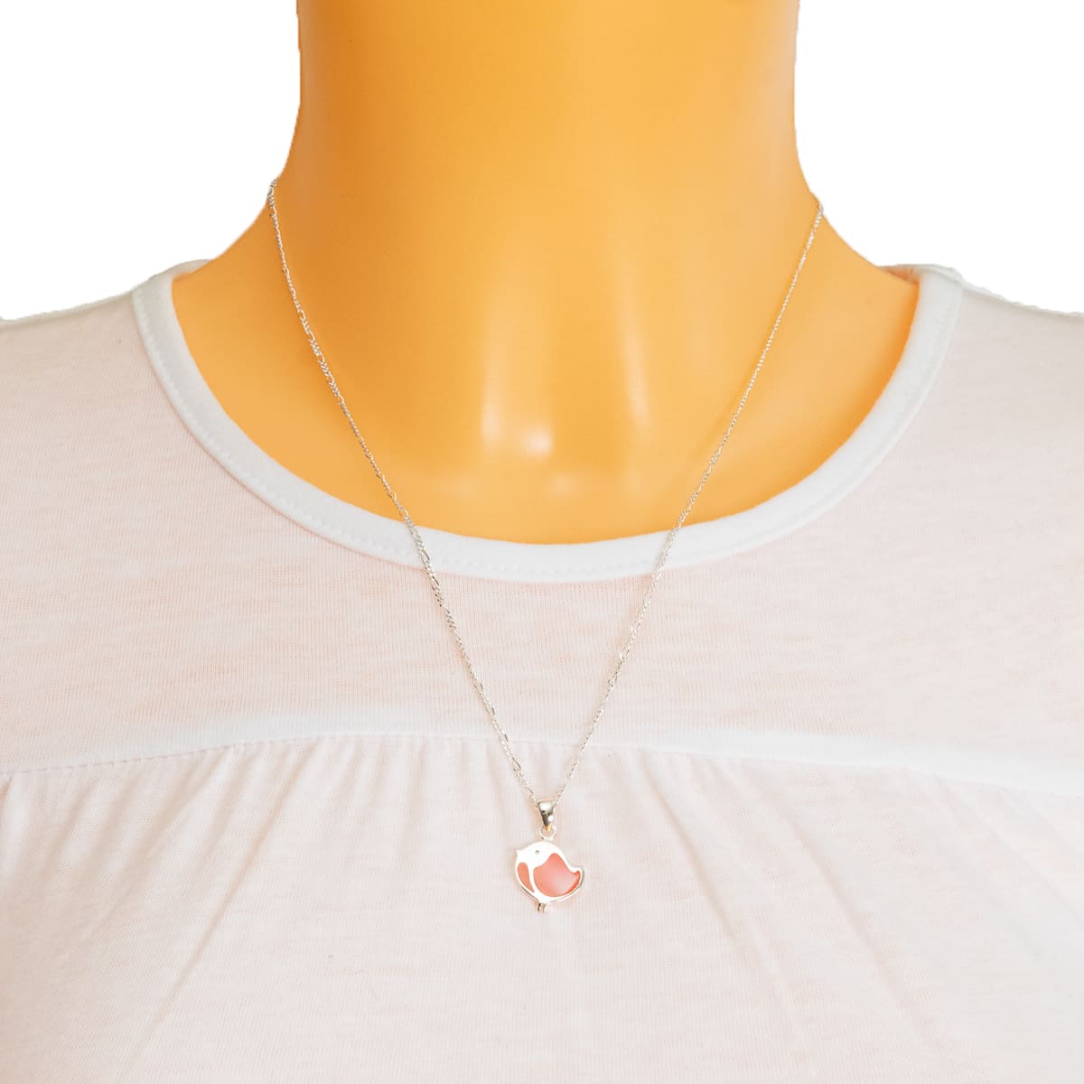 K.V. Fuchs Design Schmuck Damen Silberkette 925 Sterling Silver mit Perlmutt Anhänger Spatz in rosa »PE-4910«
