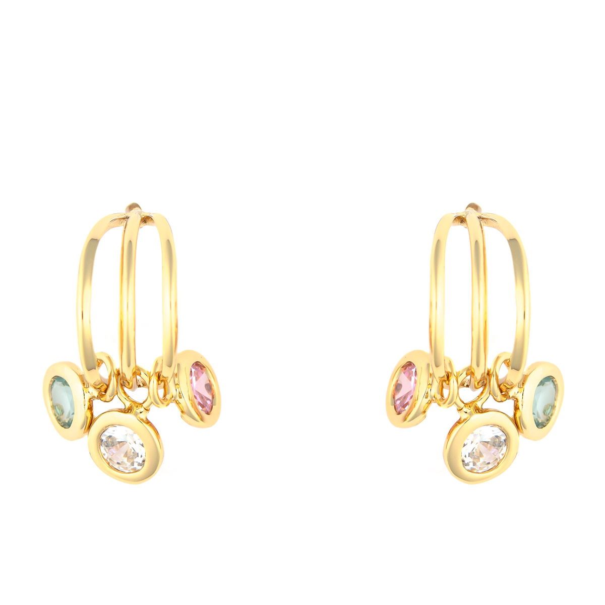 K.V. Fuchs Design Schmuck Damen Ohrstecker mit geschwungenen Gliedern und Zirkonia in blau, rosa, weiß »O-1512« K.V. Fuchs Design Schmuck Damen Ohrstecker mit geschwungenen Gliedern und Zirkonia in blau, rosa, weiß »O-1512«