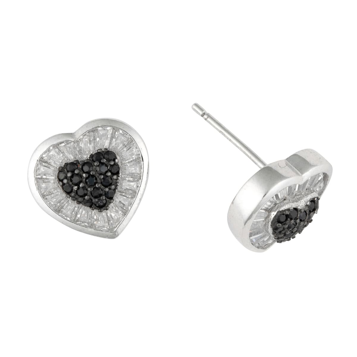 K.V. Fuchs Design Schmuck Damen Silber Herzen Ohrstecker 925 Sterlingsilber mit Schmucksteinen in schwarz, weiß »O-ZI-4902«