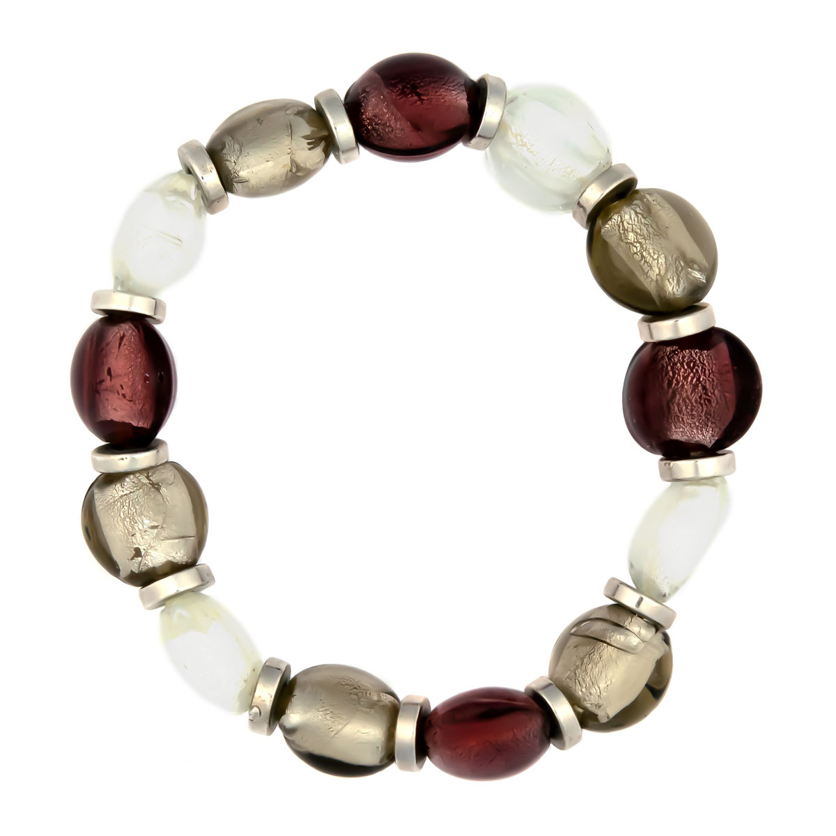 K.V. Fuchs Design Schmuck Damen Armband in silber mit elastischen Schnüren Muranoglas mit Glasperlen in grau-violett-weiß »A-RP-027« K.V. Fuchs Design Schmuck Damen Armband in silber mit elastischen Schnüren Muranoglas mit Glasperlen in grau-violett-weiß »A-RP-027«