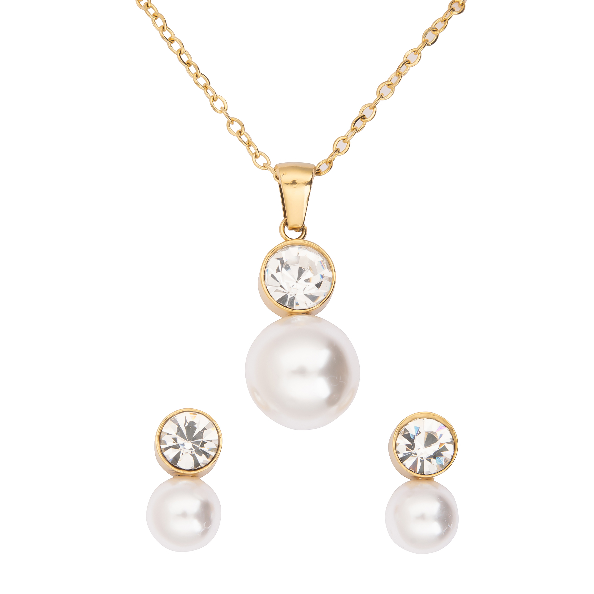 K.V. Fuchs Design Schmuck Damen Edelstahl Set mit Perlenanhänger und Ohrstecker mit Zirkonia »ED-Set-4903« K.V. Fuchs Design Schmuck Damen Edelstahl Set mit Perlenanhänger und Ohrstecker mit Zirkonia »ED-Set-4903«