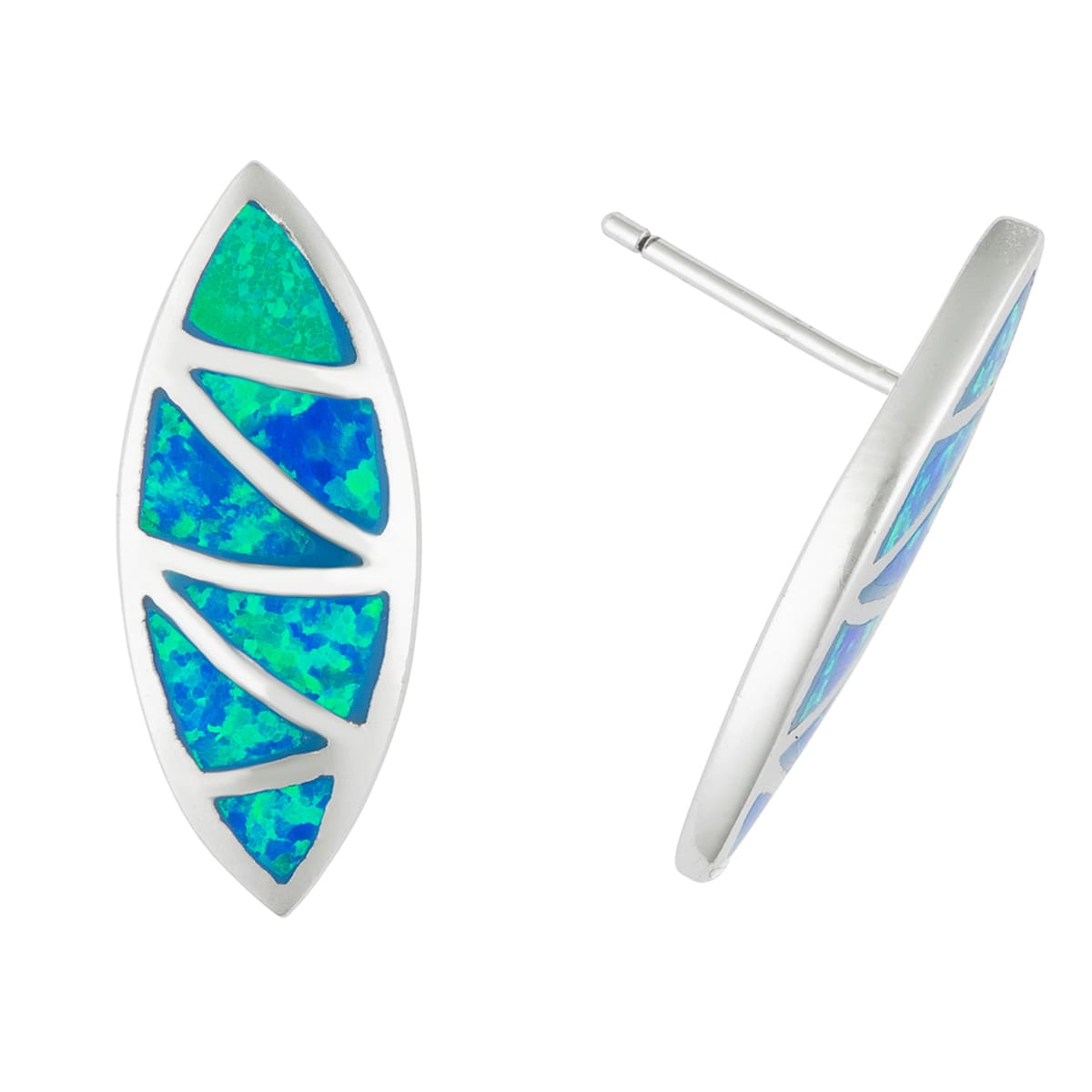K.V. Fuchs Design Schmuck Damen Silber Ohrstecker 925 Sterlingsilber mit Recon-Opal in blau »O-OP-7903«