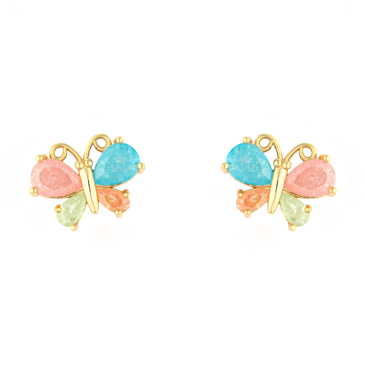 K.V. Fuchs Design Schmuck Damen Schmetterling Ohrstecker in gold mit Schmucksteinen in blau, grün, orange, rosa »O-1531« K.V. Fuchs Design Schmuck Damen Schmetterling Ohrstecker in gold mit Schmucksteinen in blau, grün, orange, rosa »O-1531«