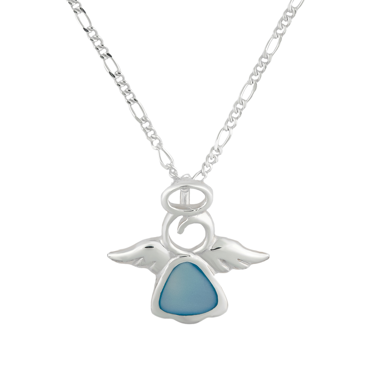 K.V. Fuchs Design Schmuck Damen Silberkette 925 Sterling Silver mit Perlmutt Schutzengel Anhänger in blau »PE-4914«