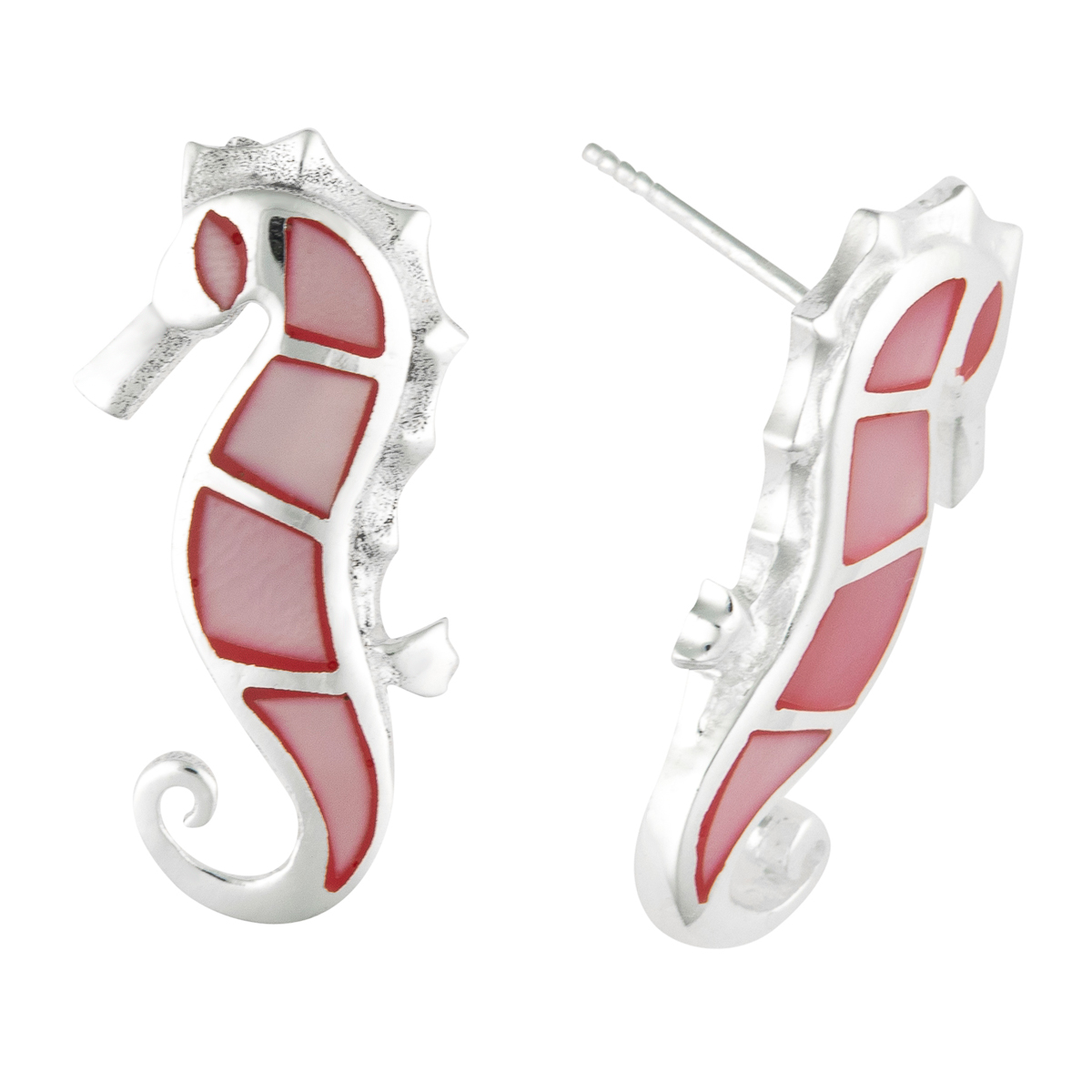 K.V. Fuchs Design Schmuck Damen Seepferd Silber Ohrstecker 925 Sterlingsilber mit Perlmutt in rosa »O-PE-5907«