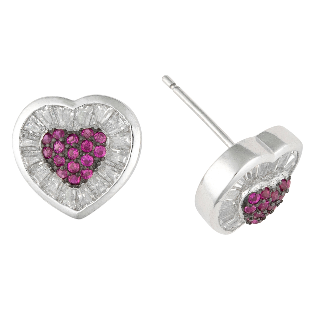 K.V. Fuchs Design Schmuck Damen Silber Herzen Ohrstecker 925 Sterlingsilber mit Schmucksteinen in pink, weiß »O-ZI-4902«