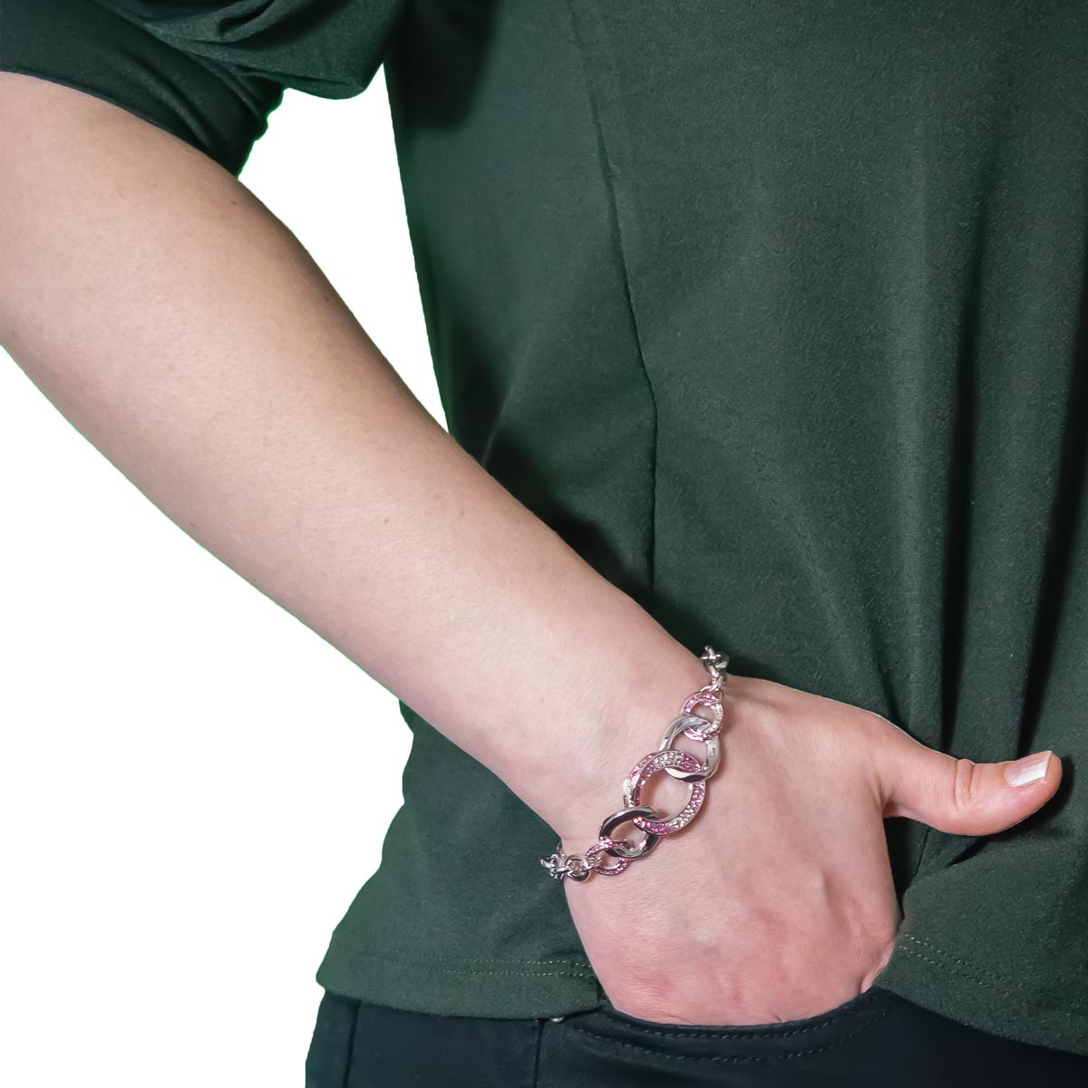 K.V. Fuchs Design Schmuck Damen Armband in silber mit Zirkonia in pink, topas »A-24-02«