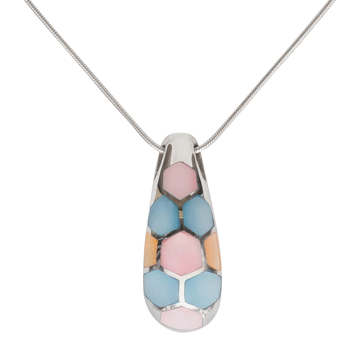 K.V. Fuchs Design Schmuck Damen Silberkette 925 Sterling Silver mit Perlmutt Anhänger in blau, gelb, rosa »PE-6903« K.V. Fuchs Design Schmuck Damen Silberkette 925 Sterling Silver mit Perlmutt Anhänger in blau, gelb, rosa »PE-6903«