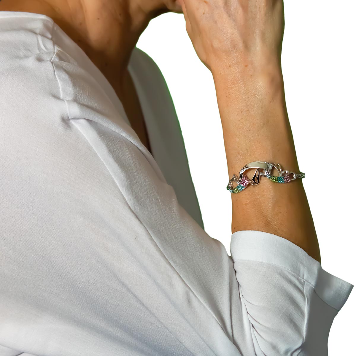 K.V. Fuchs Design Schmuck Damen Armband in silber mit Zirkonia in blau, grün, pink »A-24-01«