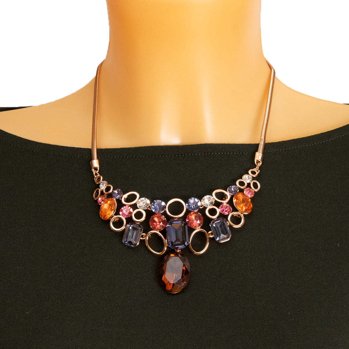 K.V. Fuchs Design Schmuck Damen Collier in rotgold mit Schmucksteinen in orange, pink, rot, violett, weiß »Selection 02«
