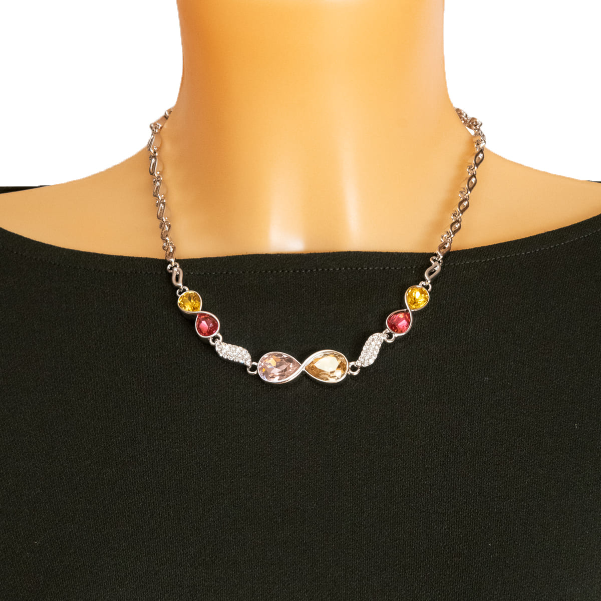 K.V. Fuchs Design Schmuck Damen Collier in silber mit Schmucksteinen in gelb, pink, rosa, topas und Zirkonia in weiß »Spirit 4015«