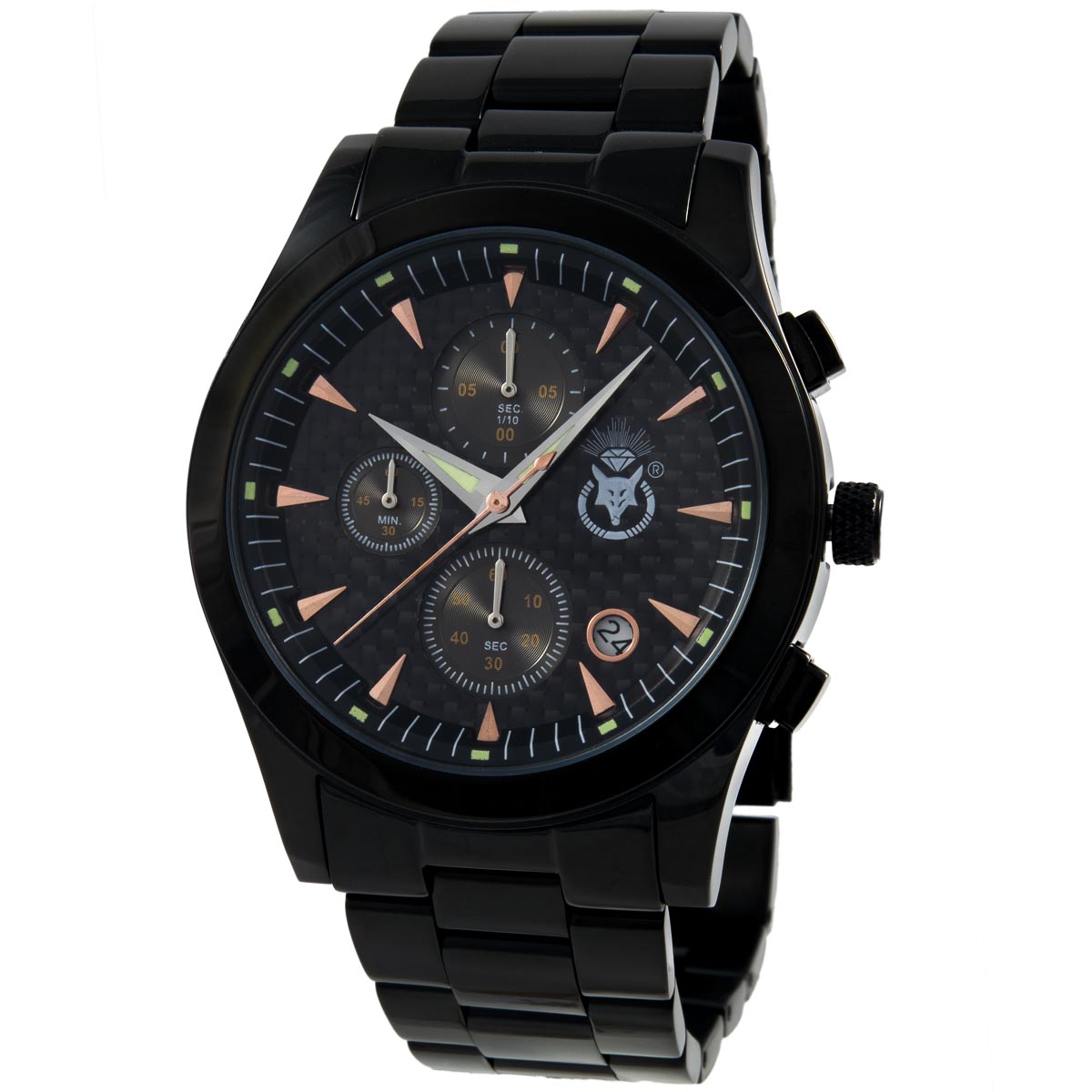 K.V. Fuchs Design Herren Chronograph Armbanduhr mit Datum, Stoppfunktion in schwarz mit Edelstahlarmband in schwarz »CH-149-04-Schwarz« K.V. Fuchs Design Herren Chronograph Armbanduhr mit Datum, Stoppfunktion in schwarz mit Edelstahlarmband in schwarz »CH-149-04-Schwarz«