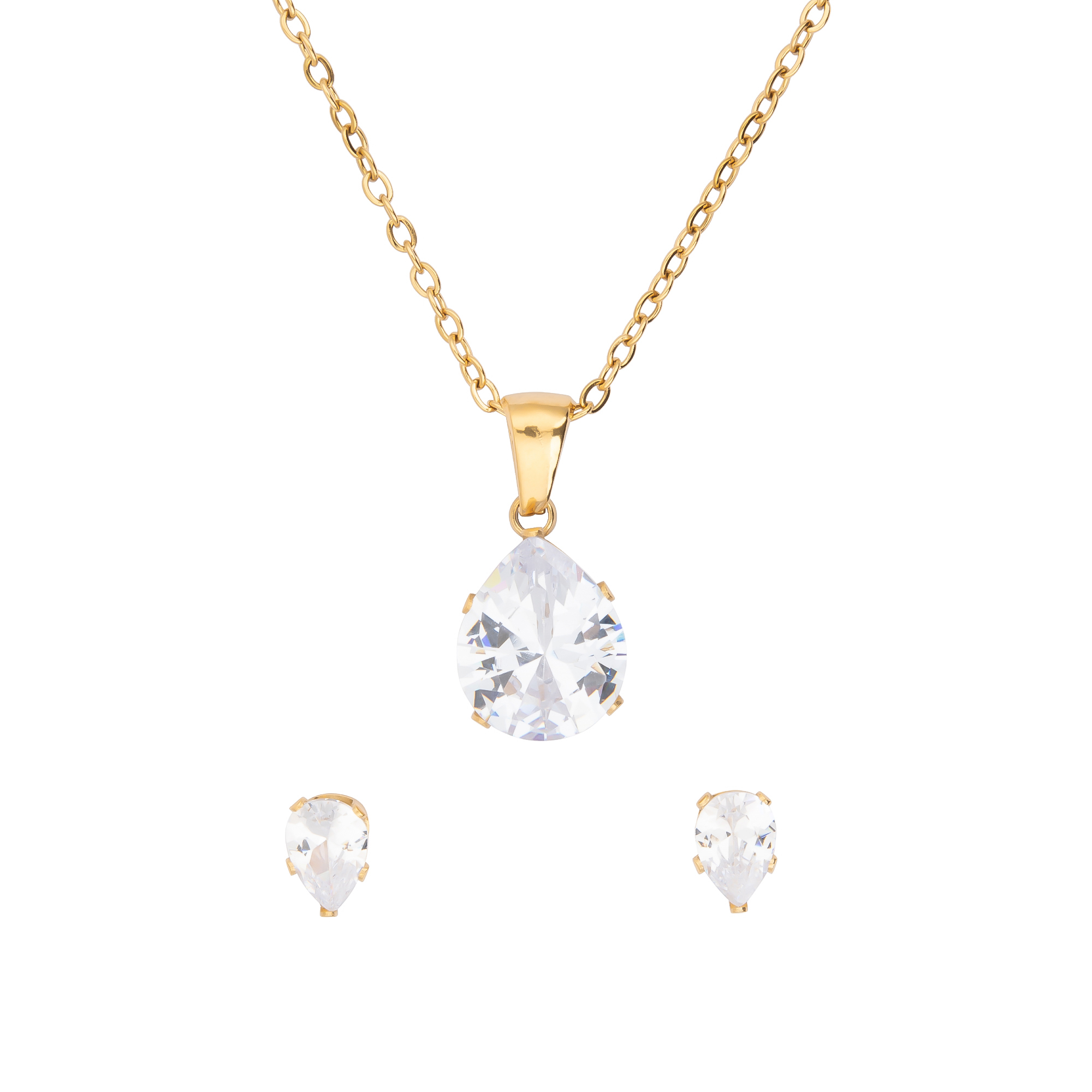 K.V. Fuchs Design Schmuck Damen Edelstahl Set mit Anhänger und Ohrstecker mit Zirkonia »ED-Set-4908«