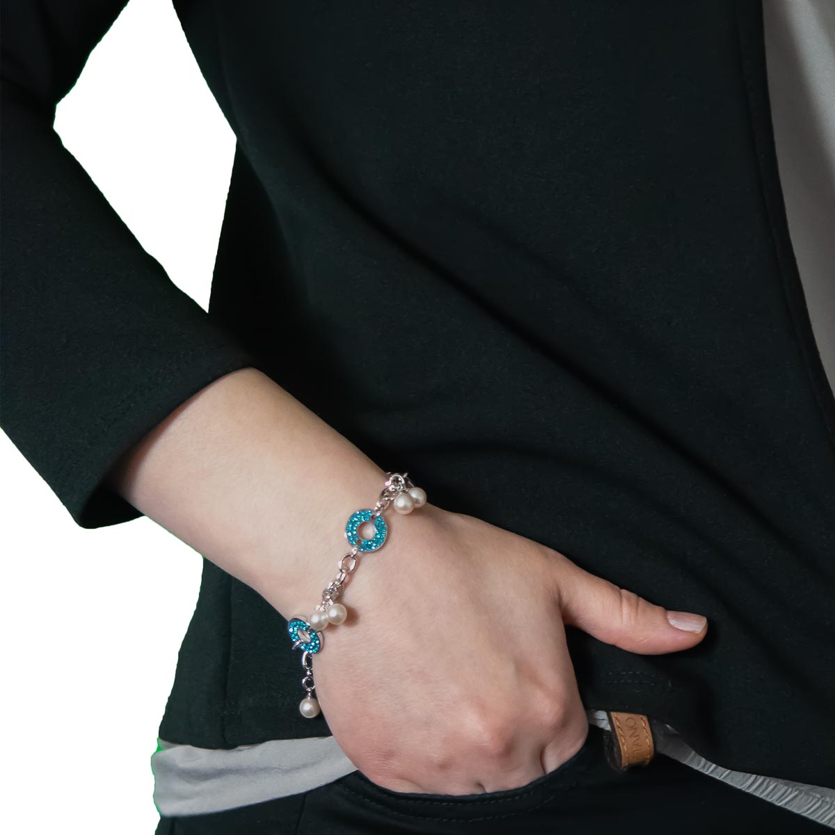 K.V. Fuchs Design Schmuck Damen Armband in silber mit Zirkonia in blau und Perlen in perlmutt »A-22-35« K.V. Fuchs Design Schmuck Damen Armband in silber mit Zirkonia in blau und Perlen in perlmutt »A-22-35«