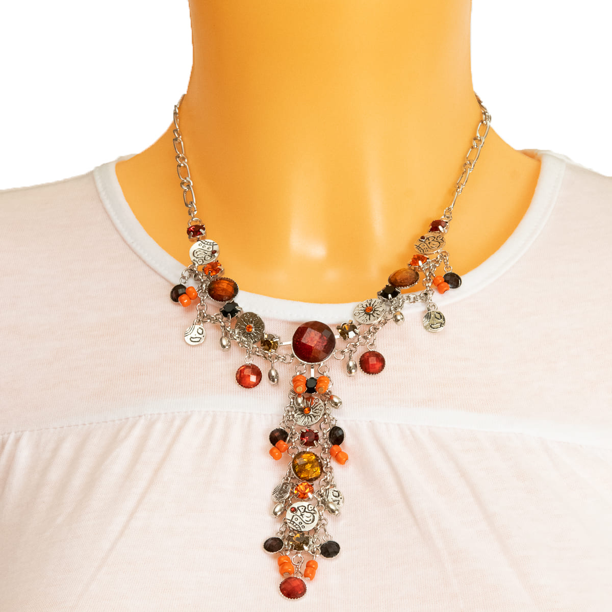 K.V. Fuchs Design Schmuck Damen Halskette in silber mit Schmuckstein in braun, rot »K-3011«