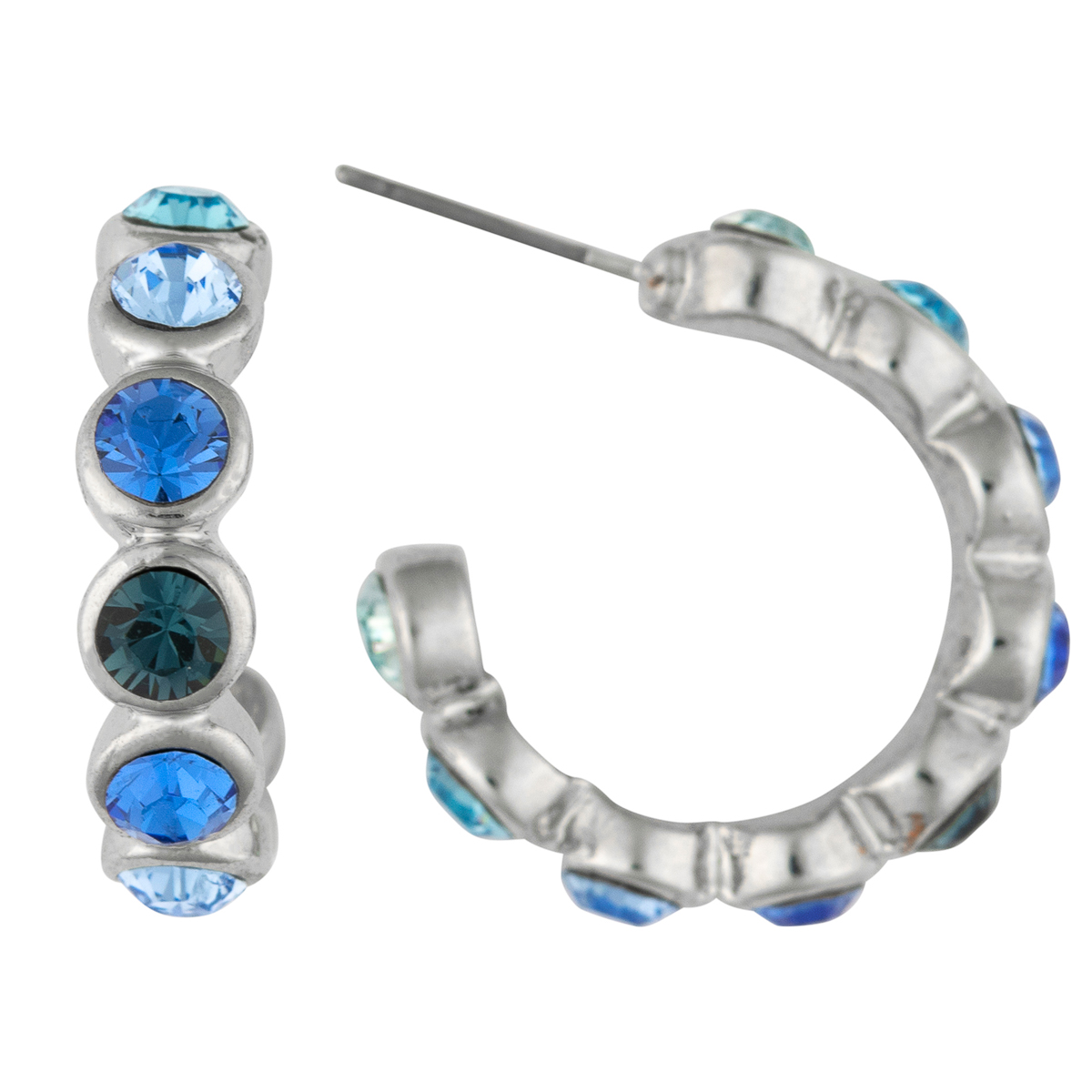 K.V. Fuchs Design Schmuck Damen Halbcreole Ohrstecker in silber mit Zirkonia in blau als Farbverlauf »O-1911«