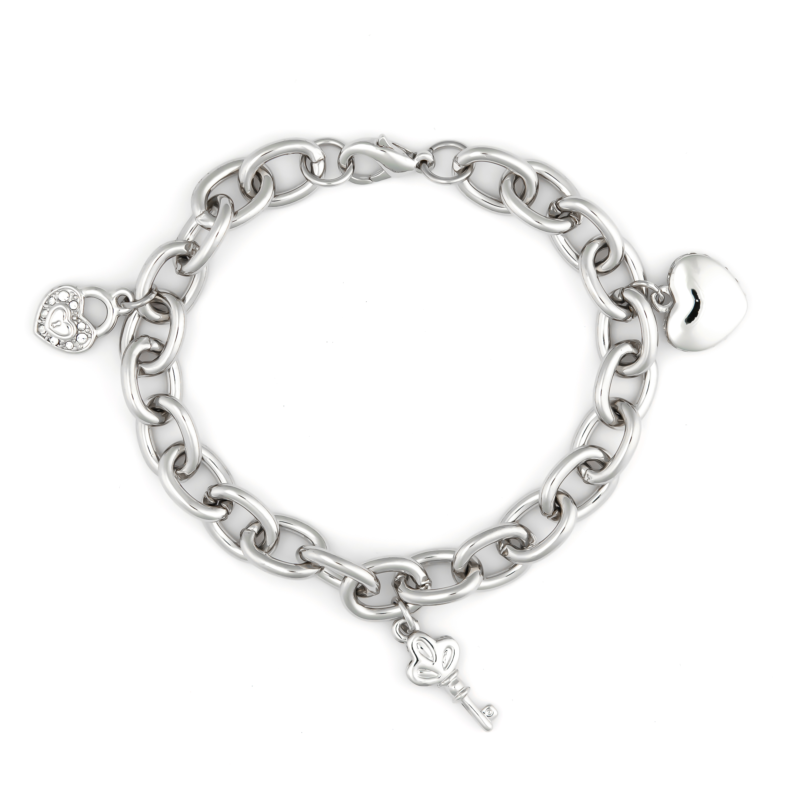 K.V. Fuchs Design Schmuck Damen Bettelarmband mit Herz-Schloss-Schlüssel in silber mit Zirkonia in weiß »A-22-12« K.V. Fuchs Design Schmuck Damen Bettelarmband mit Herz-Schloss-Schlüssel in silber mit Zirkonia in weiß »A-22-12«
