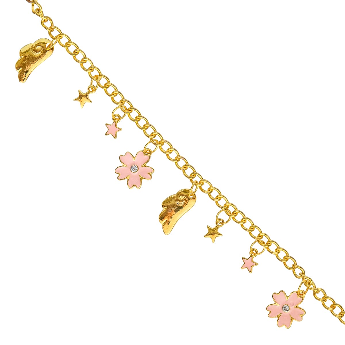 K.V. Fuchs Design Schmuck Damen Bettelarmband mit Flügel-Sterne-Blumen in gold mit Zirkonia in weiß »A-22-34«