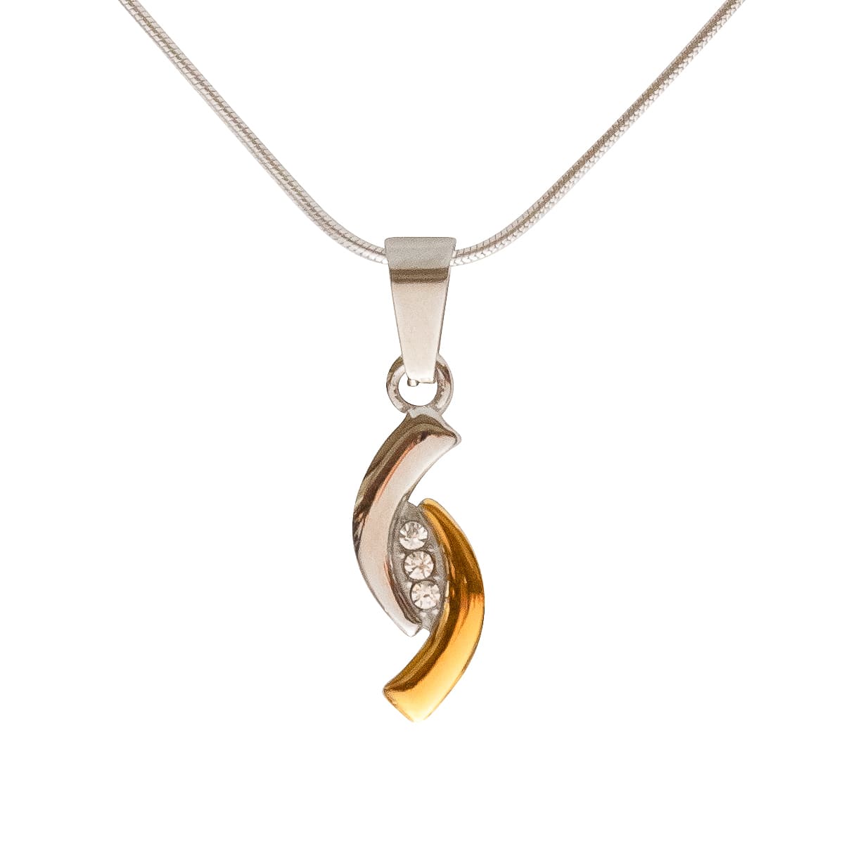 K.V. Fuchs Design Schmuck Damen Silberkette 925 Sterling Silver mit Edelstahl Anhänger in bicolor und Zirkonia in weiß »ED-4404« K.V. Fuchs Design Schmuck Damen Silberkette 925 Sterling Silver mit Edelstahl Anhänger in bicolor und Zirkonia in weiß »ED-4404«