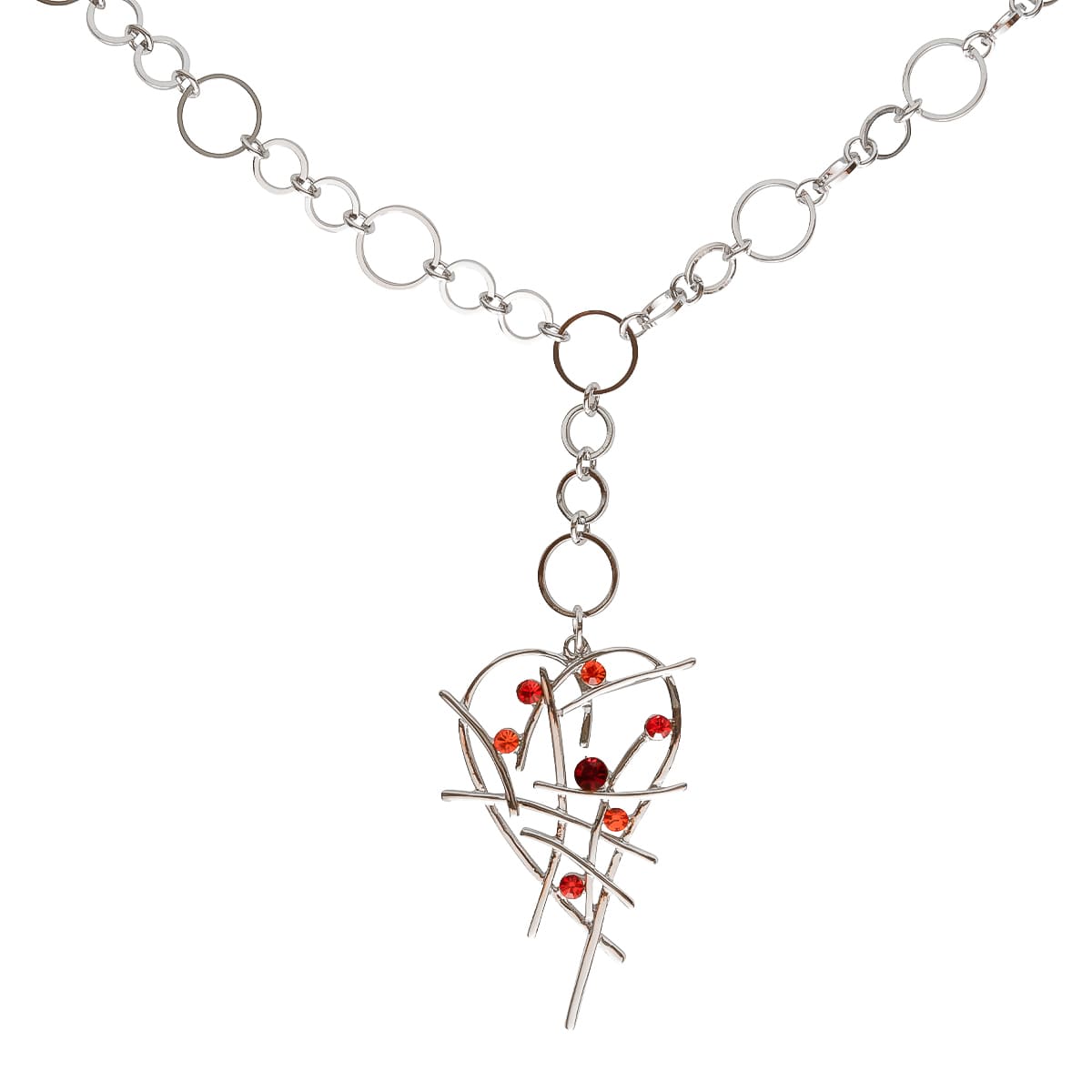 K.V. Fuchs Design Schmuck Damen Halskette in silber, Anhänger Herzform mit Zirkonia in rot »K-2908«