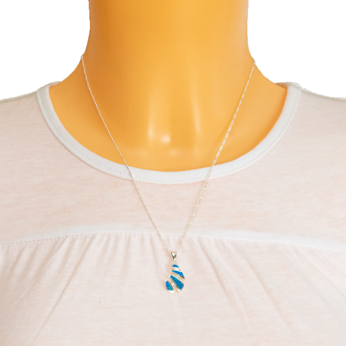 K.V. Fuchs Design Schmuck Damen Silberkette 925 Sterling Silver mit Recon-Opal Anhänger in blau »OP-7912«