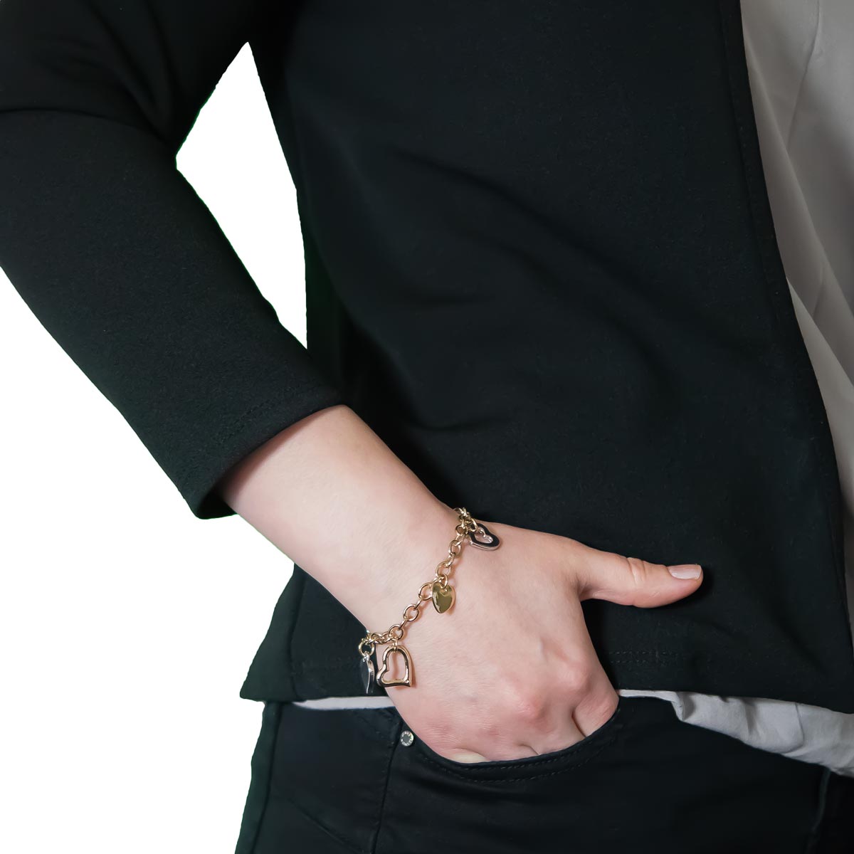 K.V. Fuchs Design Schmuck Damen Bettelarmband mit Herzen in gold mit Zirkonia in weiß »A-22-08« K.V. Fuchs Design Schmuck Damen Bettelarmband mit Herzen in gold mit Zirkonia in weiß »A-22-08«