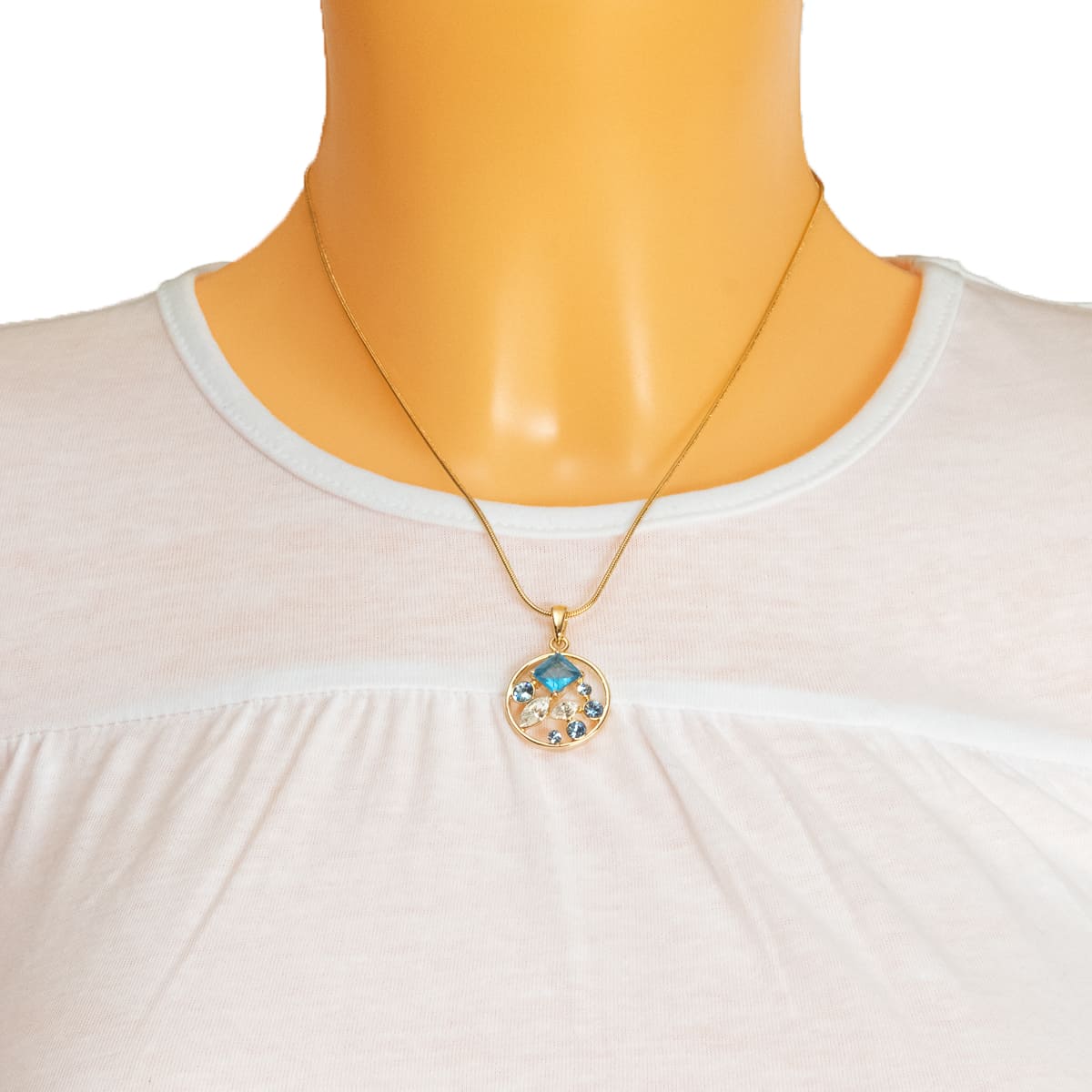 K.V. Fuchs Design Schmuck Damen Halskette in gold mit Schmucksteinen in blau, weiß und Zirkonia in weiß »K-1905«