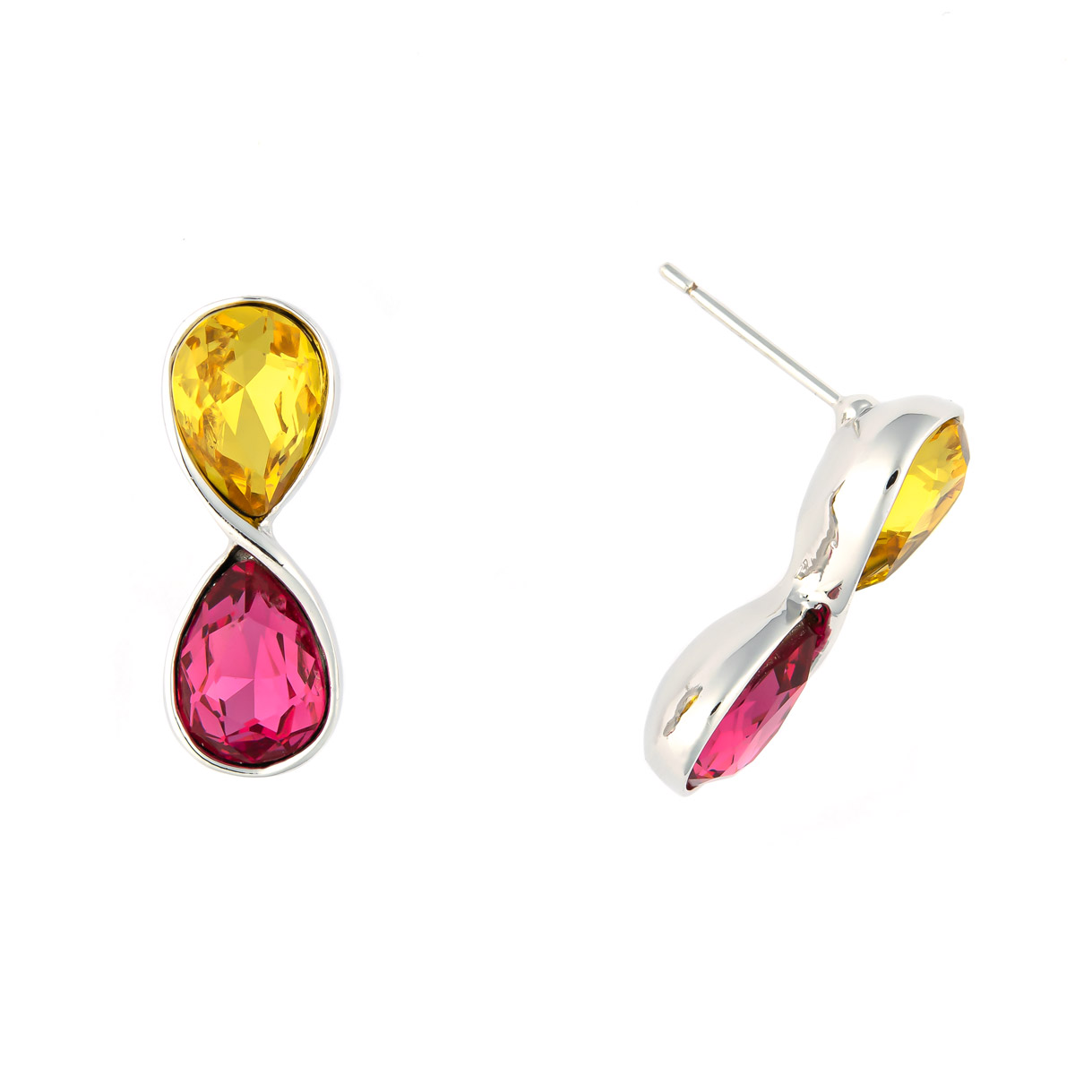 K.V. Fuchs Design Schmuck Damen Ohrstecker in silber mit Schmucksteinen in gelb, pink »O-1513« K.V. Fuchs Design Schmuck Damen Ohrstecker in silber mit Schmucksteinen in gelb, pink »O-1513«