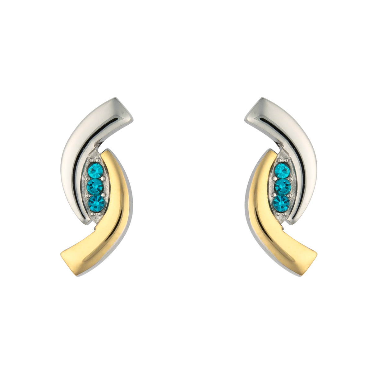 K.V. Fuchs Design Schmuck Damen Edelstahl Ohrstecker in bicolor, gold, silber mit Zirkonia in hellblau »O-ED-1903«