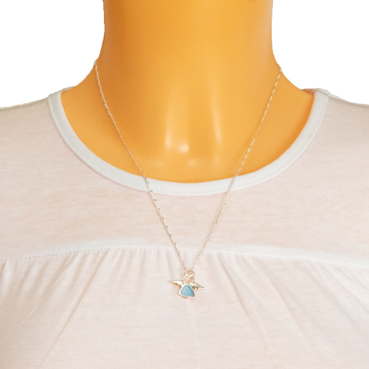 K.V. Fuchs Design Schmuck Damen Silberkette 925 Sterling Silver mit Perlmutt Schutzengel Anhänger in blau »PE-4914«