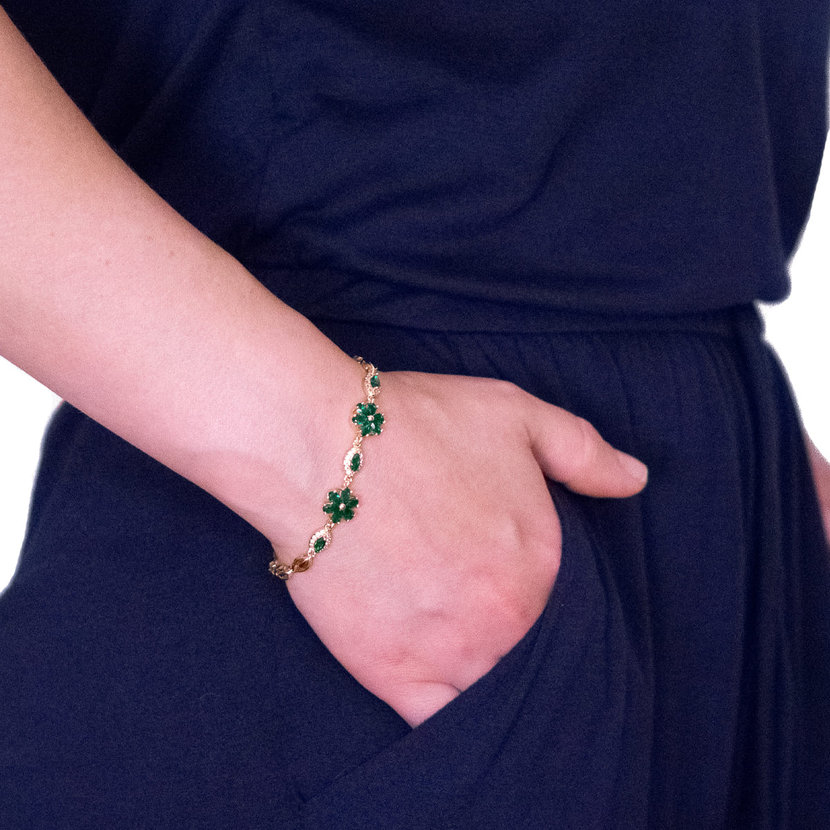 K.V. Fuchs Design Schmuck Damen Armband in gold mit Zirkonia in grün »A-22-47«