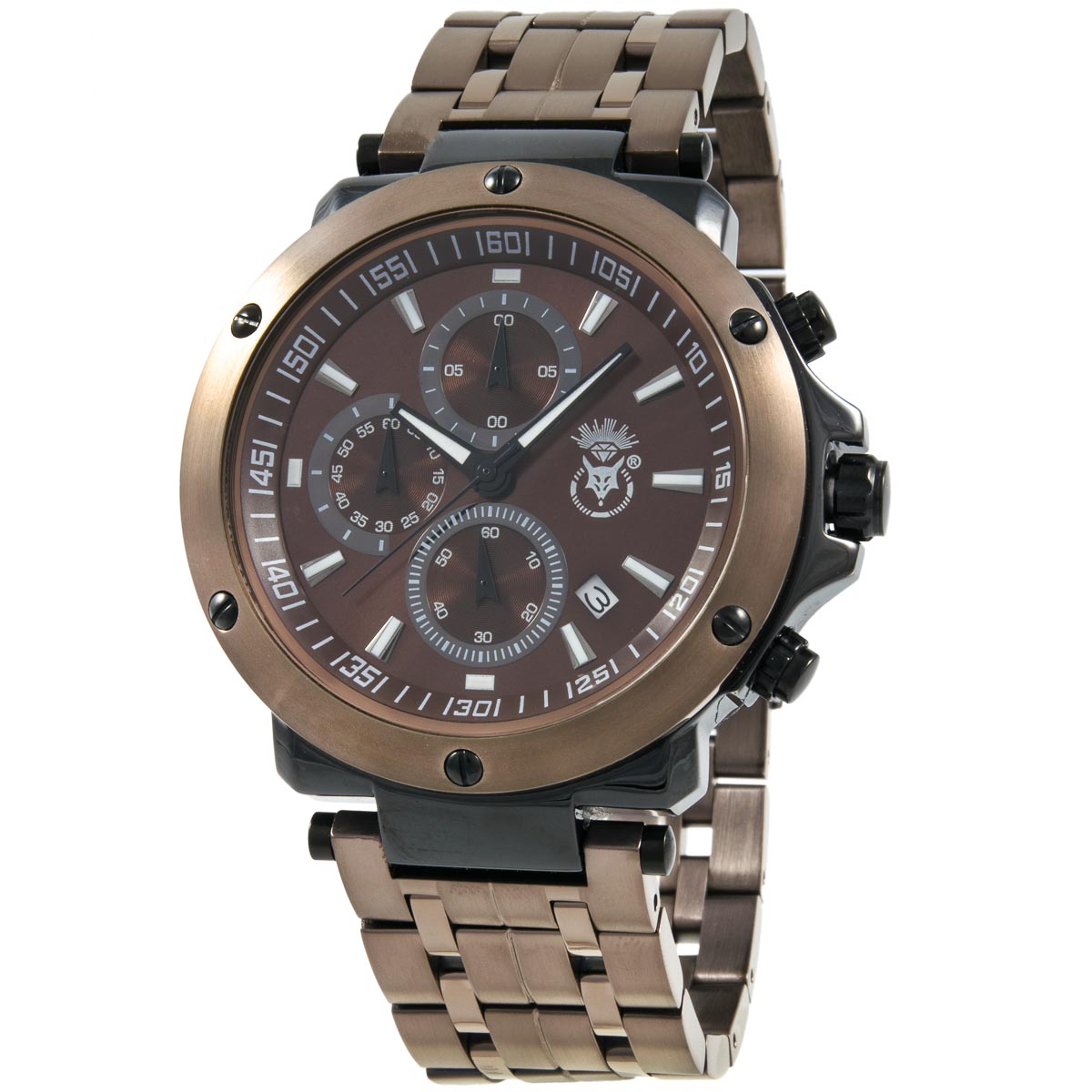 K.V. Fuchs Design Herren Chronograph Armbanduhr mit Datum, Stoppfunktion in braun mit Edelstahlarmband in braun »CH-179-08-Braun« K.V. Fuchs Design Herren Chronograph Armbanduhr mit Datum, Stoppfunktion in braun mit Edelstahlarmband in braun »CH-179-08-Braun«
