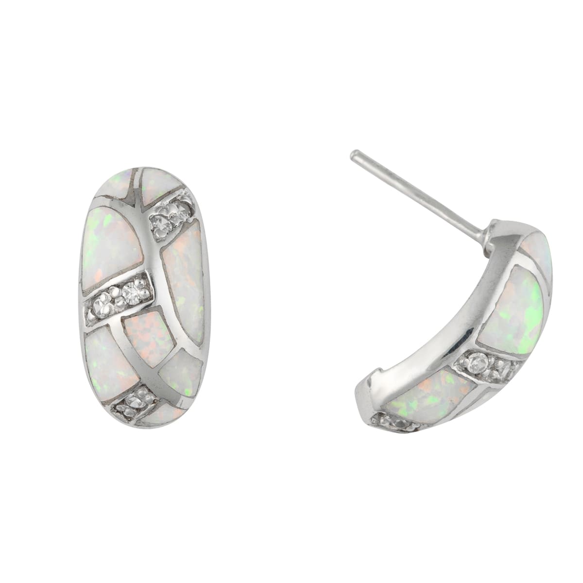 K.V. Fuchs Design Schmuck Damen Silber Ohrstecker 925 Sterlingsilber mit Recon-Opal in weiß »O-OP-7901«