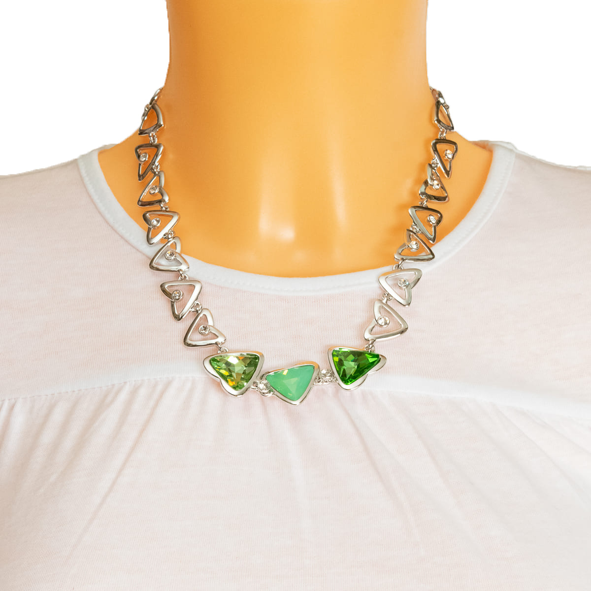 K.V. Fuchs Design Schmuck Damen Collier in silber mit Schmucksteinen in grün und Zirkonia in weiß »K-3014« K.V. Fuchs Design Schmuck Damen Collier in silber mit Schmucksteinen in grün und Zirkonia in weiß »K-3014«