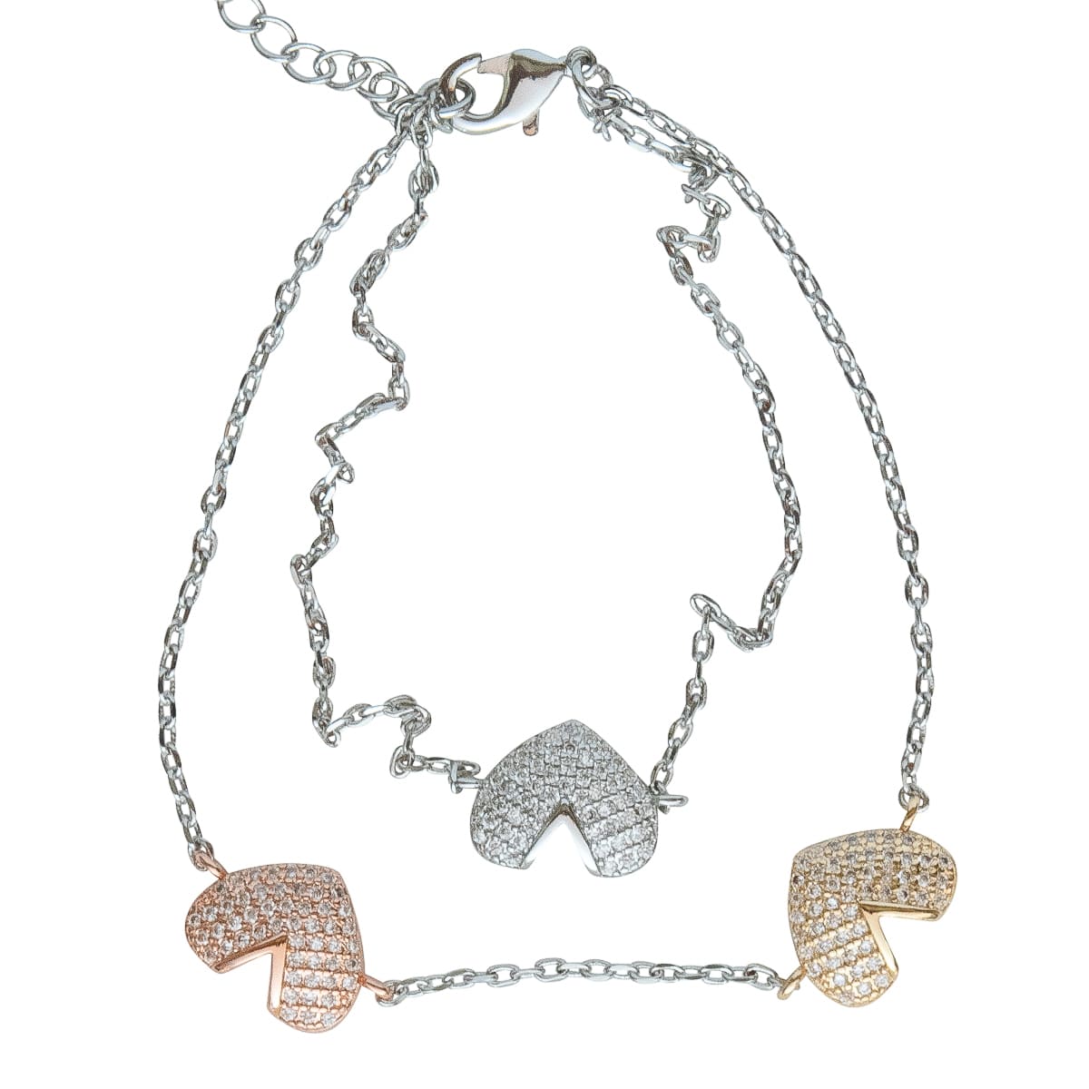 K.V. Fuchs Design Schmuck Damen Armband mit Herzen in gold-rotgold-silber mit Zirkonia in weiß »A-24-18« K.V. Fuchs Design Schmuck Damen Armband mit Herzen in gold-rotgold-silber mit Zirkonia in weiß »A-24-18«