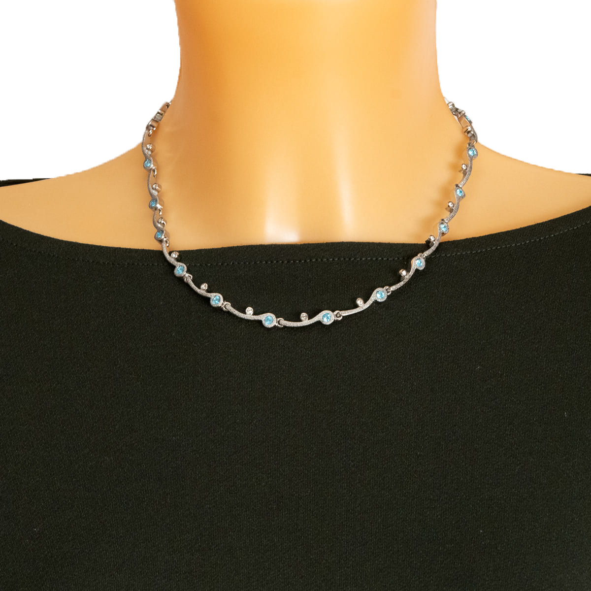 K.V. Fuchs Design Schmuck Damen Edelstahl Collier in silber mit Zirkonia in hellblau, weiß »ED-4905«