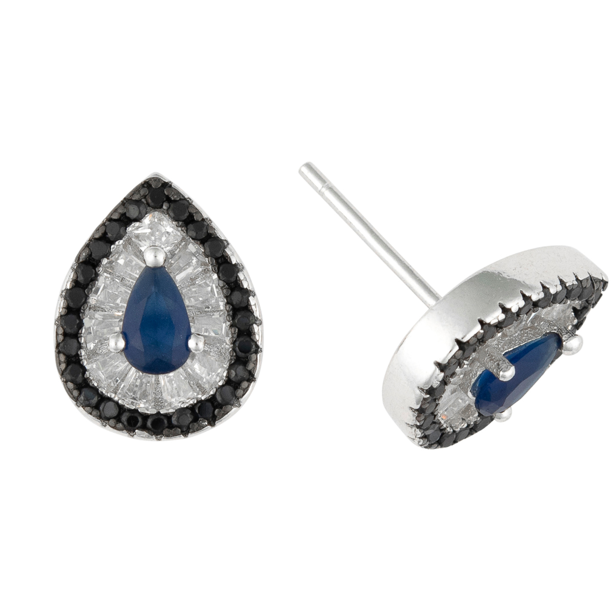 K.V. Fuchs Design Schmuck Damen Silber Tropfen Ohrstecker 925 Sterlingsilber mit Schmucksteinen in blau, weiß »O-ZI-4907«