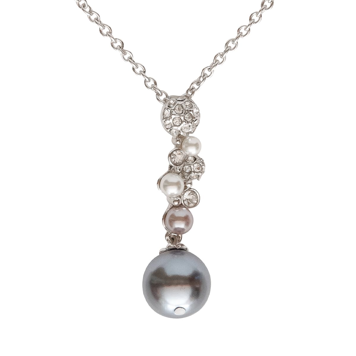 K.V. Fuchs Design Schmuck Damen Halskette in silber mit Zirkonia in weiß und Perlen in grau, weiß »K-1707«