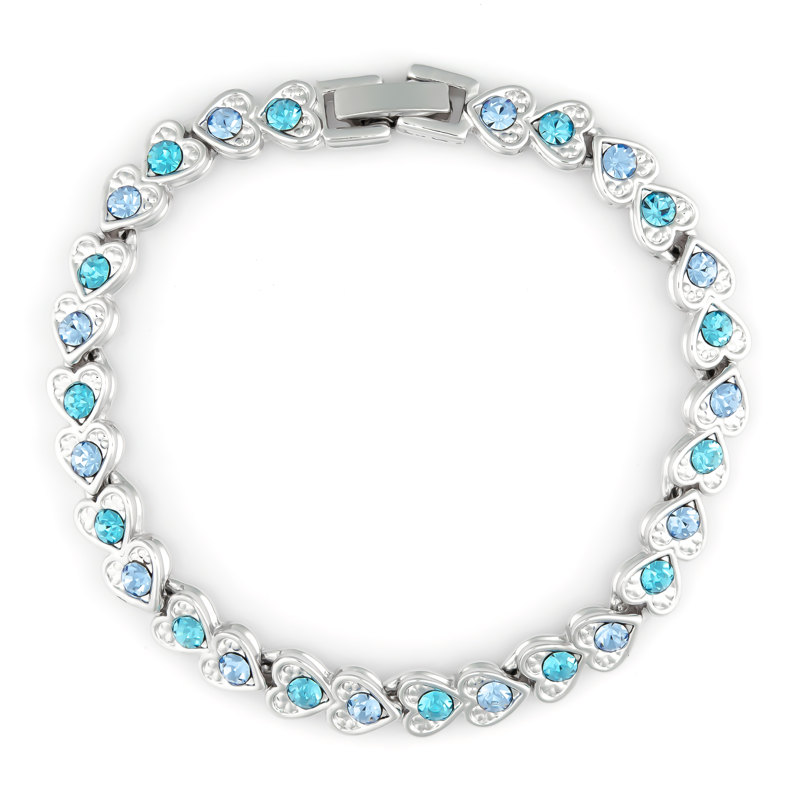 K.V. Fuchs Design Schmuck Damen Armband Herzform in silber mit Zirkonia in blau »A-22-07«