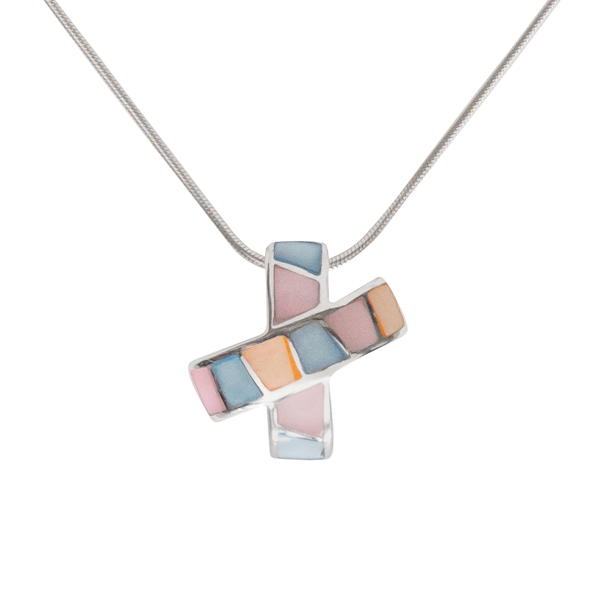 K.V. Fuchs Design Schmuck Damen Silberkette 925 Sterling Silver mit Perlmutt Anhänger in blau, gelb, rosa »PE-6901« K.V. Fuchs Design Schmuck Damen Silberkette 925 Sterling Silver mit Perlmutt Anhänger in blau, gelb, rosa »PE-6901«